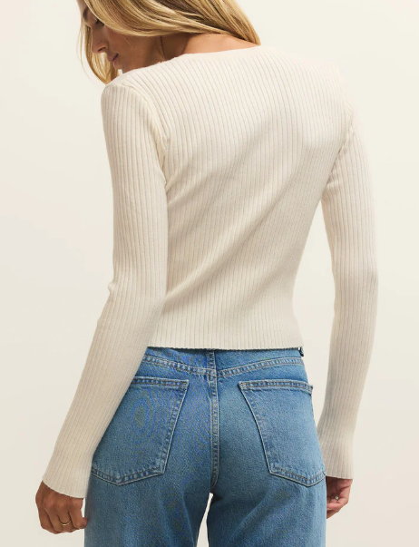 Patrice Rib Cardigan- Cloud - Xs