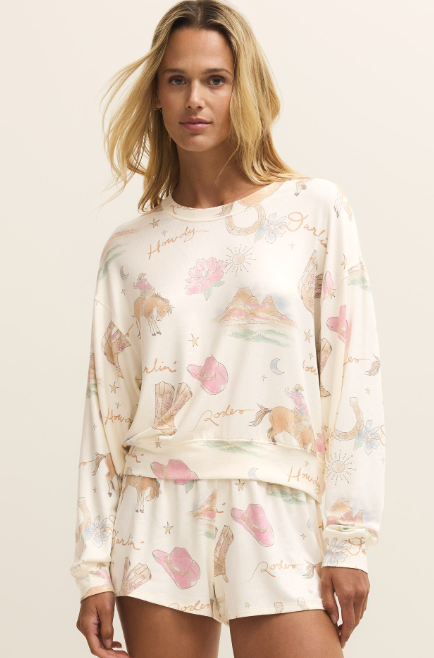 Desert Rose LS Top- Vanilla Ice - S