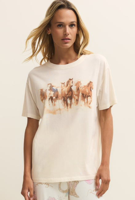 Howdy Horses Boyfriend Tee- Vanilla Ice
