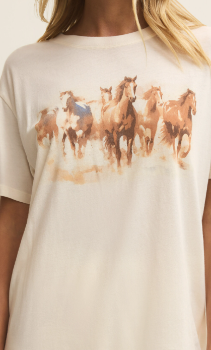 Howdy Horses Boyfriend Tee- Vanilla Ice - Xs