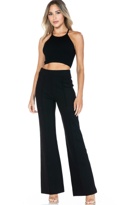 Flare Ponte Pant- BLK