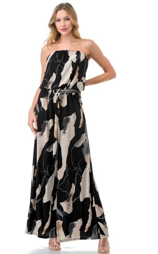 Carrie Jumpsuit W/ Ring Belt- Multi - S
