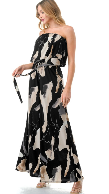 Carrie Jumpsuit W/ Ring Belt- Multi - S