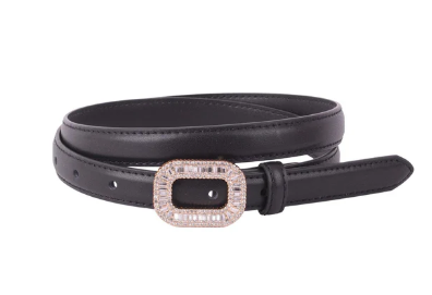 Rhinestone Leather Belt - L