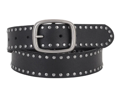 Leather Grunge Studded Belt- BLK