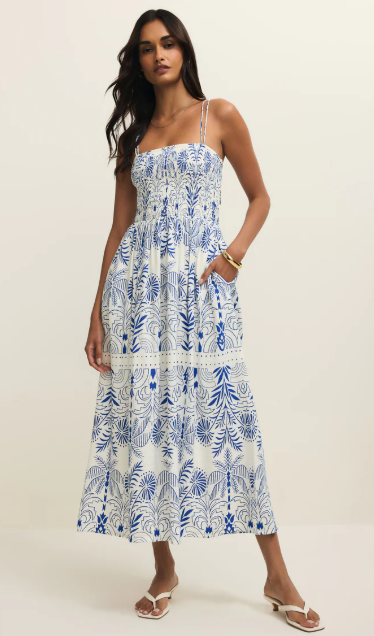Nadine Palm Maxi Dress- Nautical - M