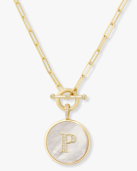 P Love Letters Medallion Necklace- GOLD