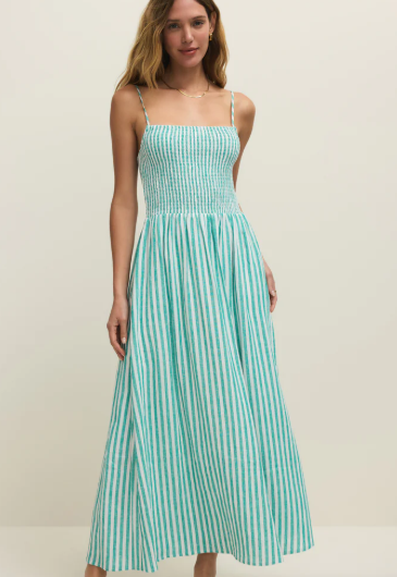 Bayside Striped Midi Dress- La Palma - L