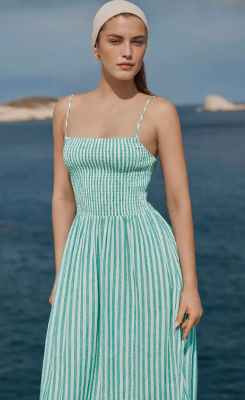 Bayside Striped Midi Dress- La Palma