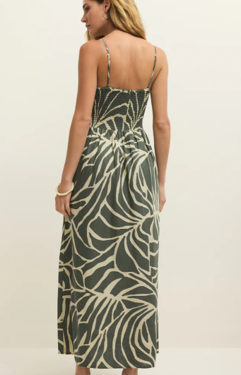 Bayside Tova Palm Midi Dress- Tea Leaf