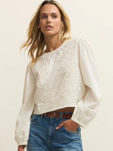 Tatiana Poplin Top- White