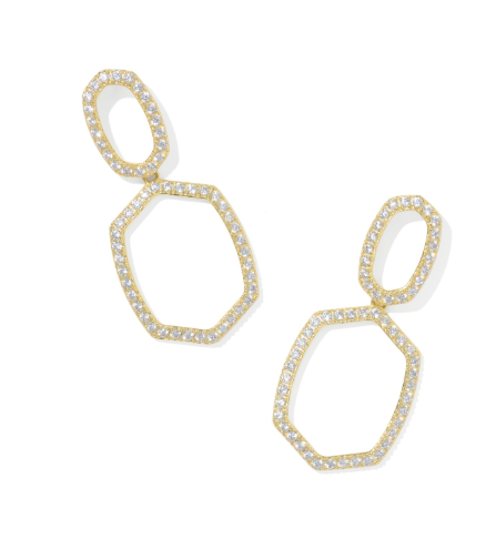 Daphne Pave Open Frame Earrings Gold- White CZ