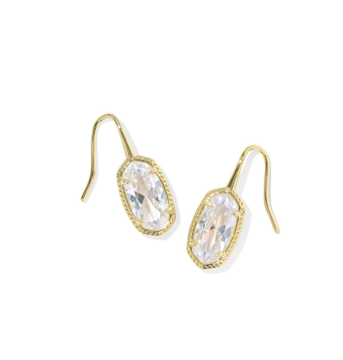 Lee Luxe Drop Earrings Gold- White CZ