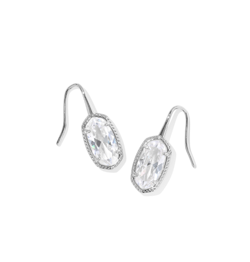 Lee Luxe Drop Earrings Rhodium- White CZ