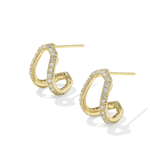 Daphne Pave Huggie Earring Gold- White CZ