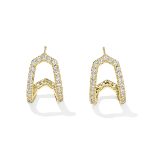 Daphne Pave Huggie Earring Gold- White CZ