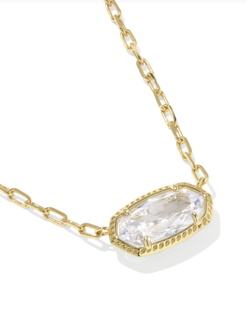 Elisa Luxe Pendant Necklace Gold- White CZ