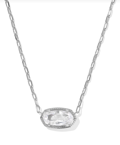 Elisa Luxe Pendant Necklace Rhodium- White CZ