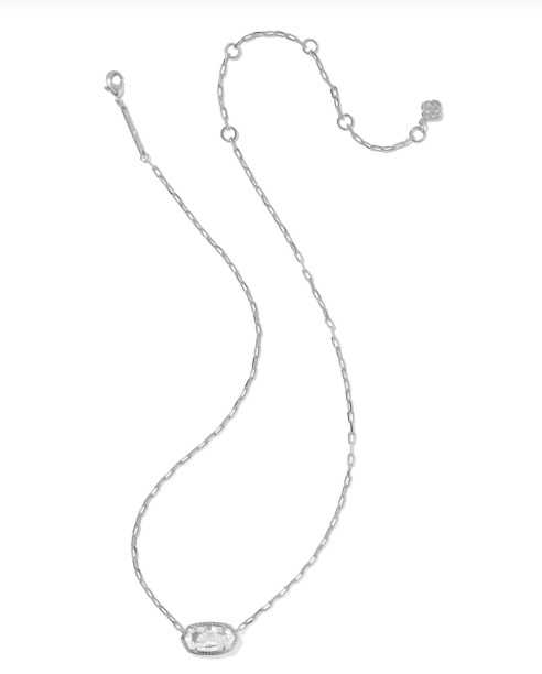 Elisa Luxe Pendant Necklace Rhodium- White CZ