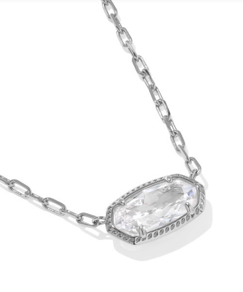 Elisa Luxe Pendant Necklace Rhodium- White CZ