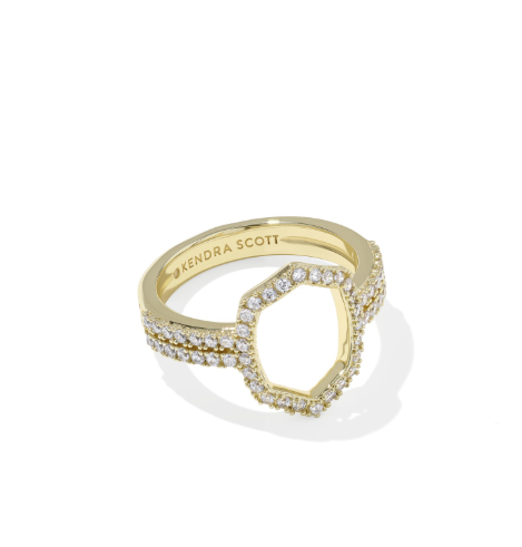 Daphne Pave Cocktail Ring 7 Gold- White CZ