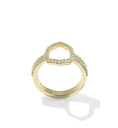 Daphne Pave Cocktail Ring 7 Gold- White CZ