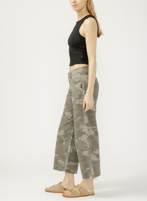 Suki Wide Leg Crop Jean- Camo - 25