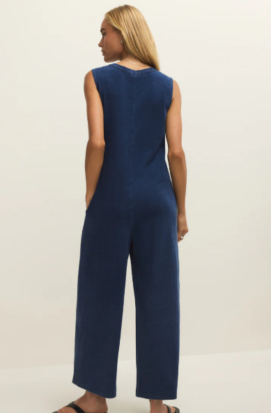 Fiona Jersey Denim Jumpsuit- Indigo