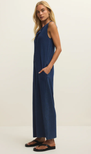 Fiona Jersey Denim Jumpsuit- Indigo