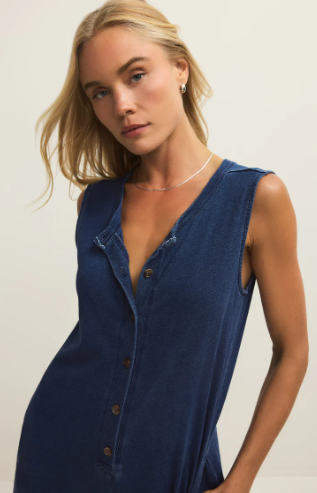 Fiona Jersey Denim Jumpsuit- Indigo