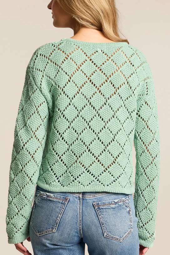 Hullen Crochet Sweater- Crystal Green - Xs