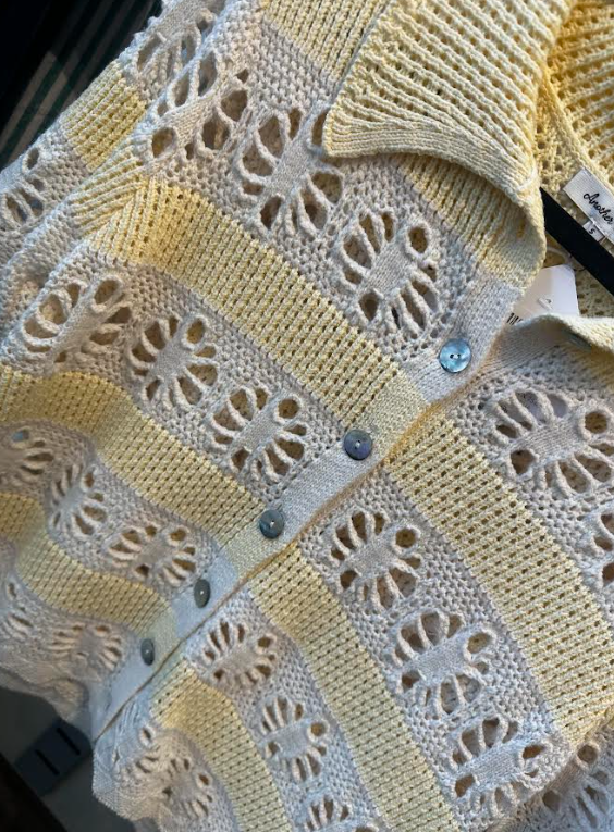 Andrine Crochet Top- Cream/Yellow - Xs
