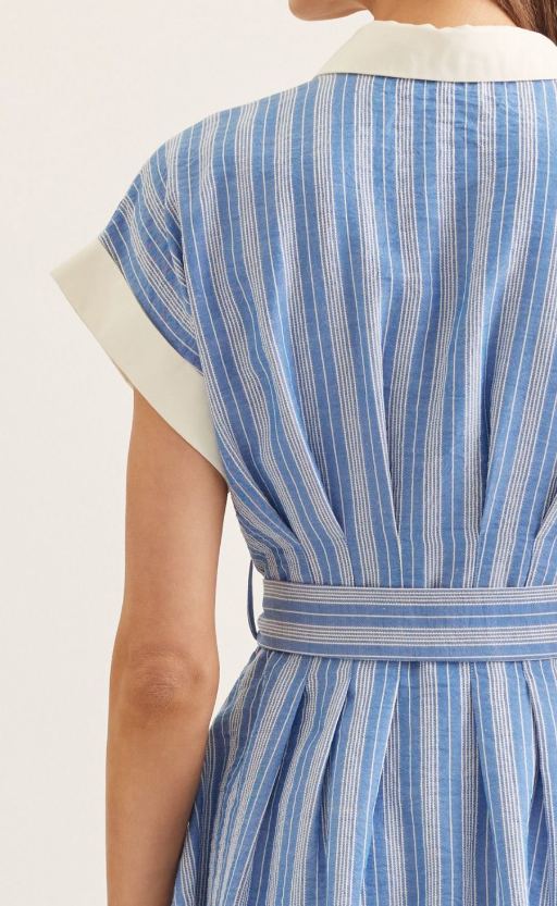 Angel Striped Collared Dress- Lt. Blue - S
