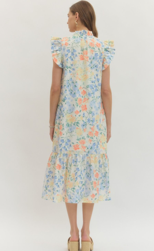 Crissy Floral Midi Dress- Vanilla - S