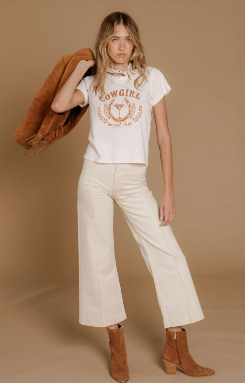 Cowgirl Social Club Tee- Powder Pink - S