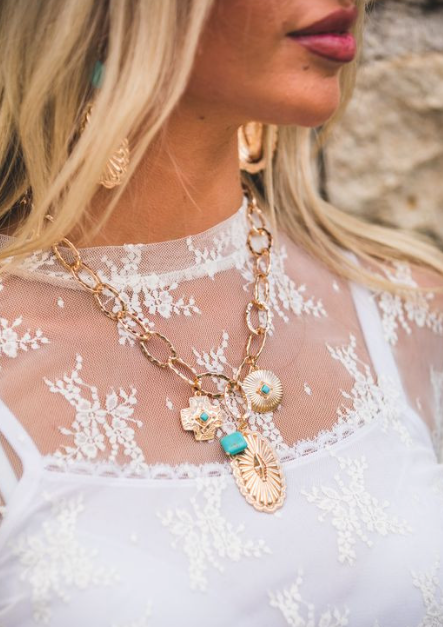 18" Chunky Gold Concho Charm Necklace