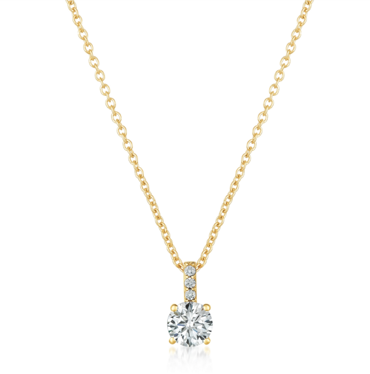 Round Pendant Necklace Yellow Gold