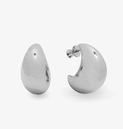 "She's So Smooth" Teardrop Hoops- Silver