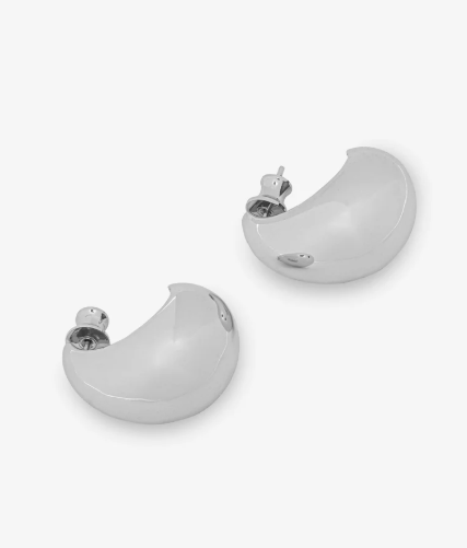 "She's So Smooth" Teardrop Hoops- Silver