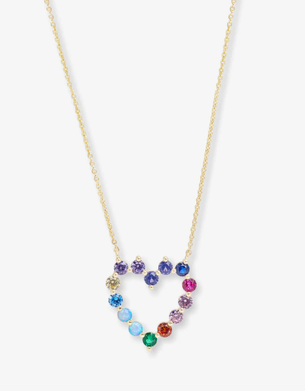 She's an Icon Small Heart Necklace Gold|Multi Stone