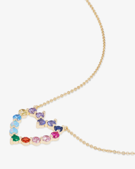 She's an Icon Small Heart Necklace Gold|Multi Stone
