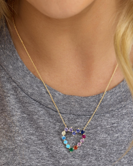 She's an Icon Small Heart Necklace Gold|Multi Stone