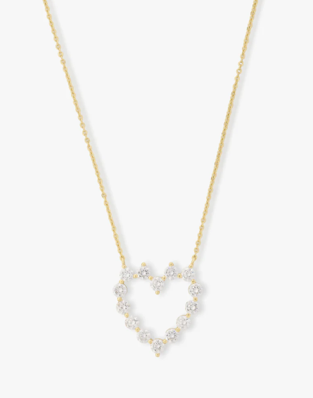 She's an Icon Small Heart Necklace Gold|White Diamondettes