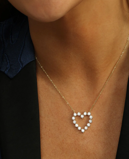She's an Icon Small Heart Necklace Gold|White Diamondettes