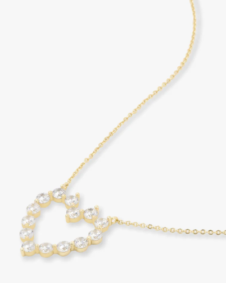 She's an Icon Small Heart Necklace Gold|White Diamondettes