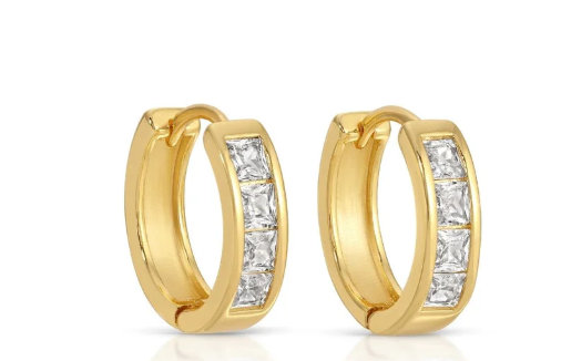 Contemporary Cubic Zirconia Huggies- Gold