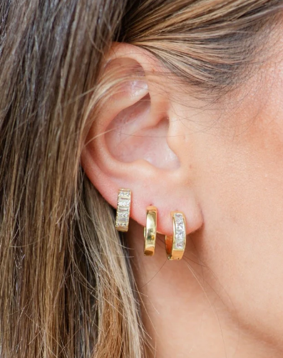 Contemporary Cubic Zirconia Huggies- Gold