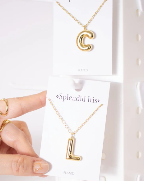 Large Balloon Initial Pendant- Gold - E