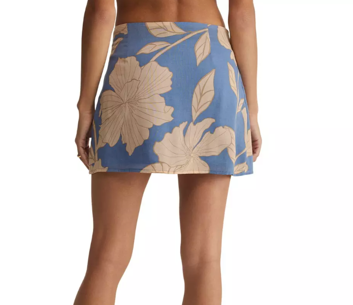 Lorna Bloom Floral Mini Skirt- Lake Blue