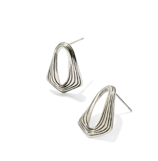 Kira Stud Earrings Vintage Silver Metal
